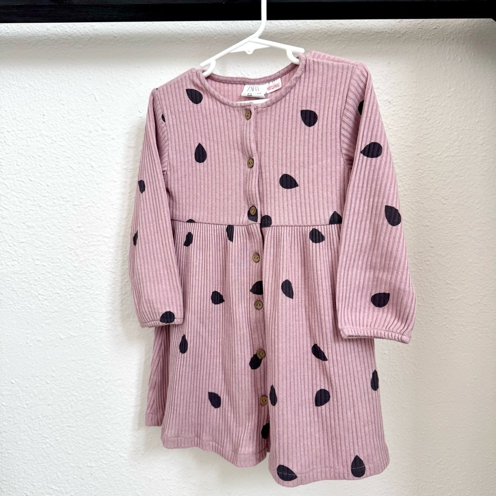 ZARA Girl Ribbed Flared Spring Dress - Picture 4 of 8